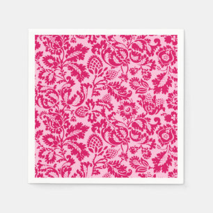 William Morris Floral Damask, Fuchsia und Pink Serviette