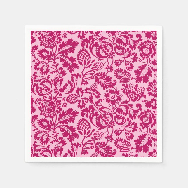 William Morris Floral Damask, Fuchsia und Pink Serviette (Vorderseite)