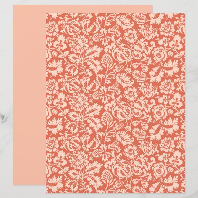 William Morris Floral Damask, Peach und Coral (Vorne/Hinten)
