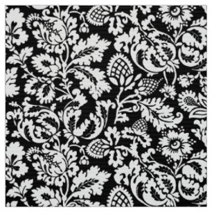 William Morris Floral Damask, Schwarz und Weiß Stoff
