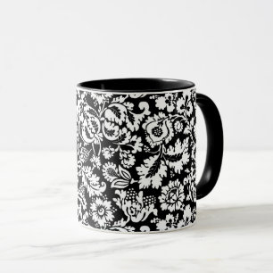William Morris Floral Damask, Schwarz und Weiß Tasse