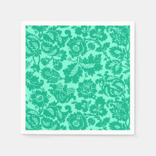 William Morris Floral Damask, Türkis und Aqua Serviette