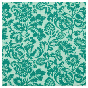 William Morris Floral Damask, Türkis und Aqua Stoff