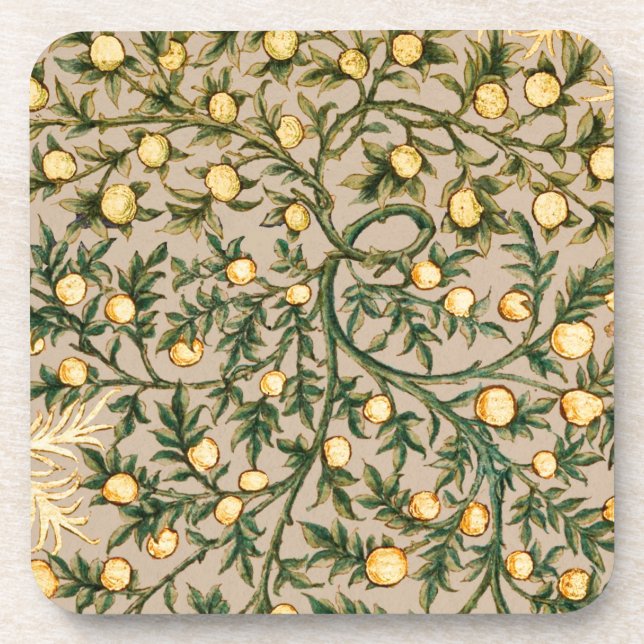 William Morris Floral Fruit Garden Blume Classic Getränkeuntersetzer (Vorderseite)