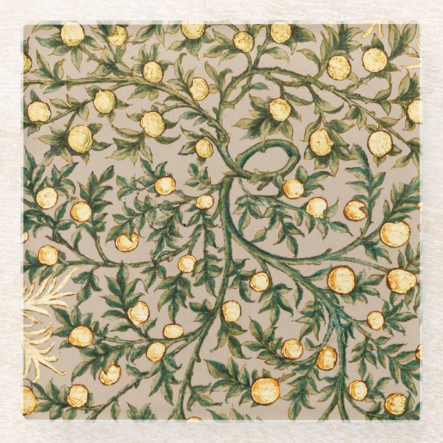 William Morris Floral Fruit Garden Blume Classic Glasuntersetzer (Vorderseite)
