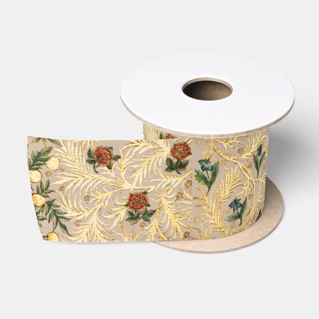 William Morris Floral Fruit Garden Blume Classic Satinband (Spule)