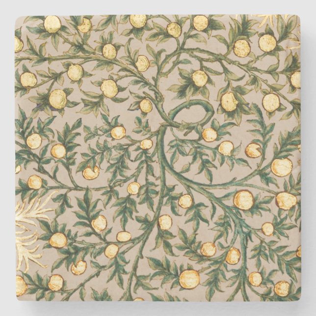 William Morris Floral Fruit Garden Blume Classic Steinuntersetzer (Vorderseite)