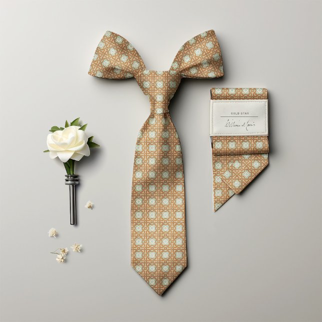 William Morris Floral Golden Star Men Krawatte (Von Creator hochgeladen)