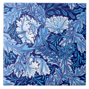 William Morris Floral, Kobaltblau und Weiß Fliese
