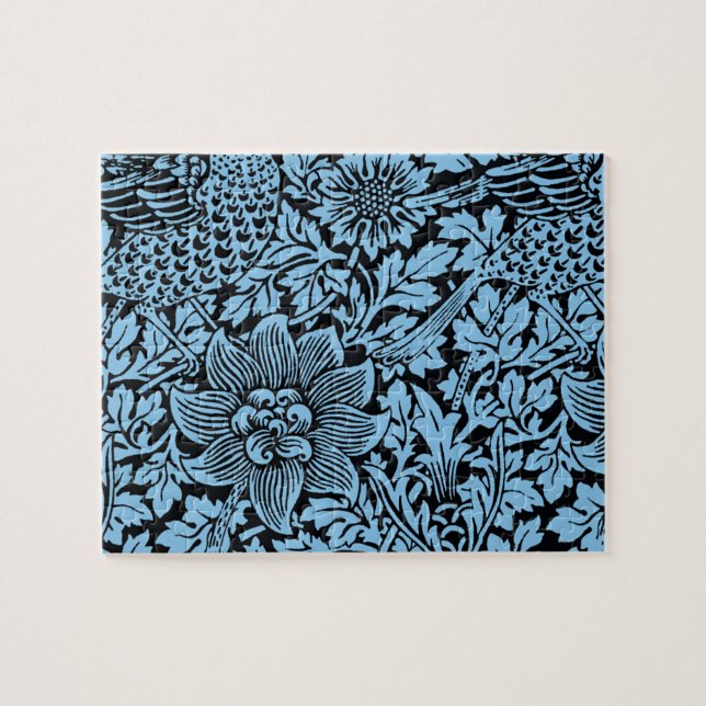 William Morris Floral Pattern Bird Anenome (Horizontal)