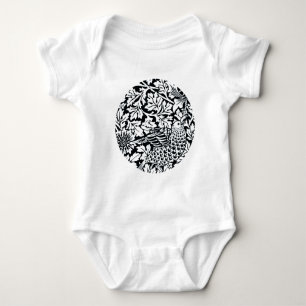 William Morris Floral Pattern Bird Anenome Baby Strampler