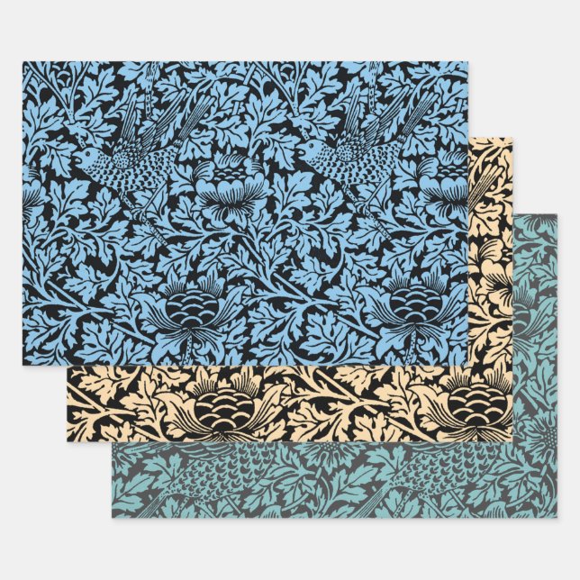 William Morris Floral Pattern Bird Anenome Geschenkpapier Set (Set)