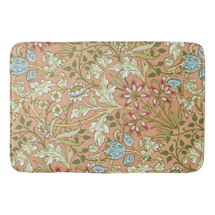 William Morris Floral Pattern Blume Pink Blue Badematte