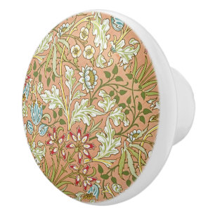 William Morris Floral Pattern Blume Pink Blue Keramikknauf