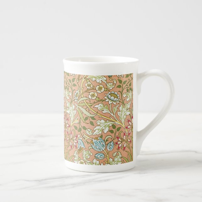 William Morris Floral Pattern Blume Pink Blue Prozellantasse (Rechts)