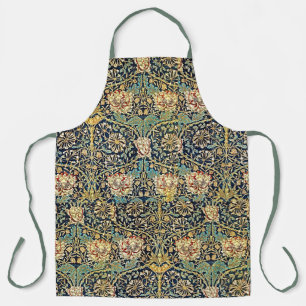 William Morris Floral Pattern Gold Turquoise Red Schürze