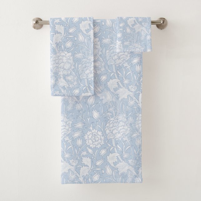 William Morris Floral Pattern in Blue Badhandtuch Set (Insitu)