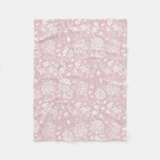 William Morris Floral Pattern in Pink Fleecedecke (Vorderseite)