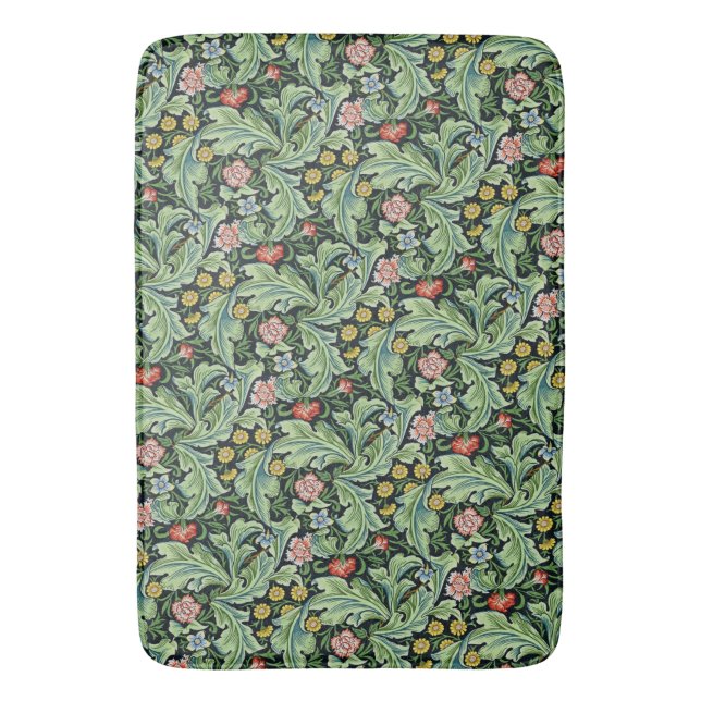 William Morris Floral Pattern Pink Green Carnation Badematte (Vorderseite Vertikal)