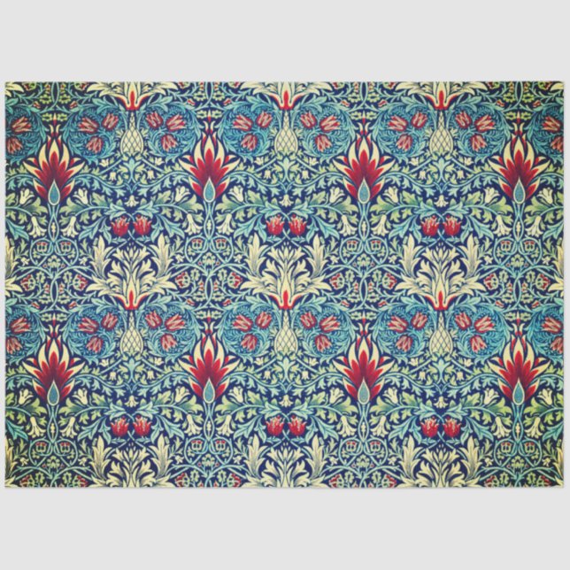 William Morris FLORAL TISSUPAPIER IN BLAU Seidenpapier (Vorderseite)