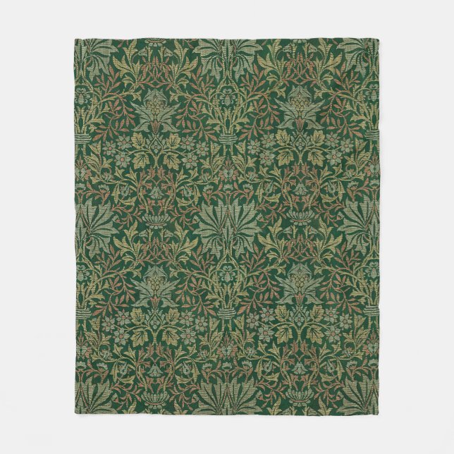 William Morris Flower Garden-Greens Fleecedecke (Vorderseite)