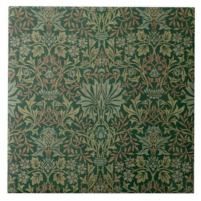 William Morris Flower Garden-Grün Fliese (Vorderseite)