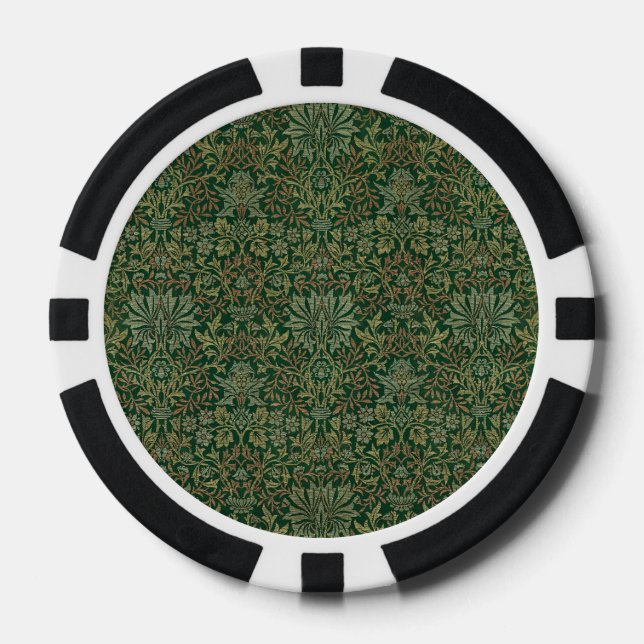 William Morris Flower Garden-Grün Pokerchips (Vorderseite)
