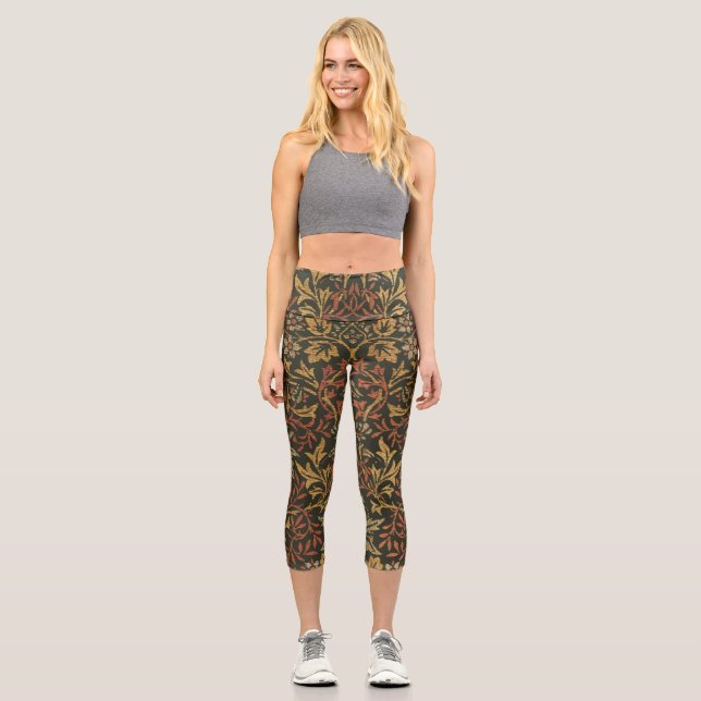 William Morris Flower Garden Tapestry Capri Leggings (Vorderseite)