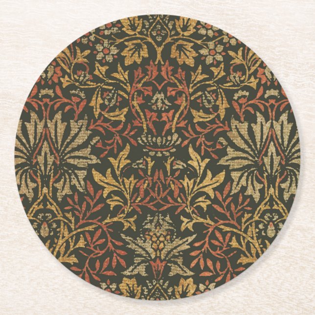 William Morris Flower Garden Tapestry Runder Pappuntersetzer (Vorderseite)