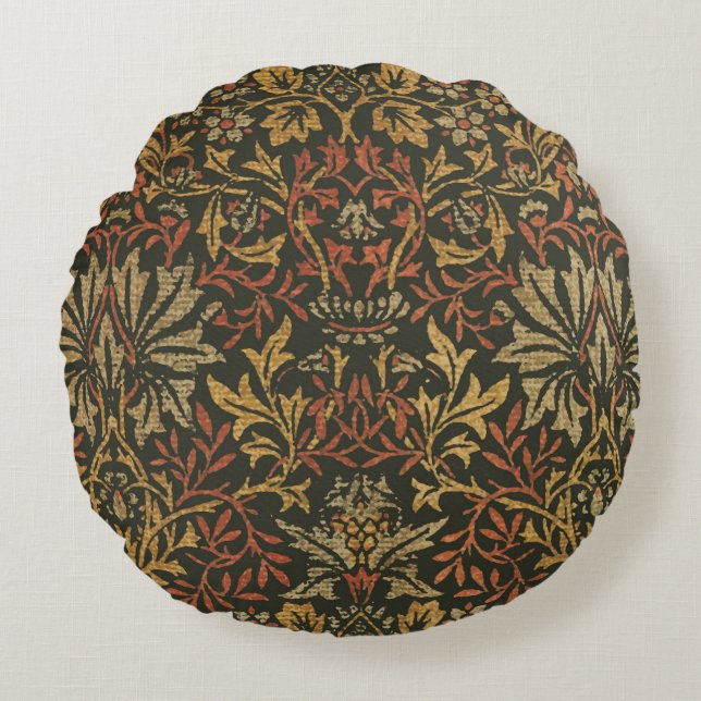 William Morris Flower Garden Tapestry Rundes Kissen (Vorderseite)