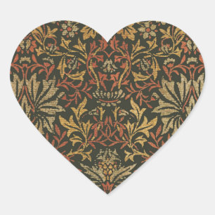 William Morris Flower Garden-Teppich Herz-Aufkleber
