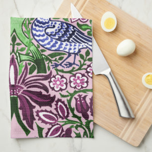 William Morris Folk Art Birds Blume Acorns Geschirrtuch