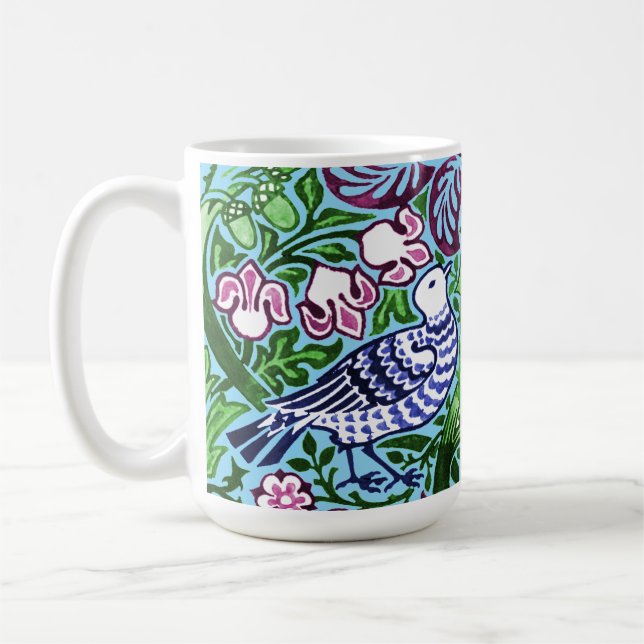 William Morris Folk Art Birds Blume Acorns Kaffeetasse (Links)