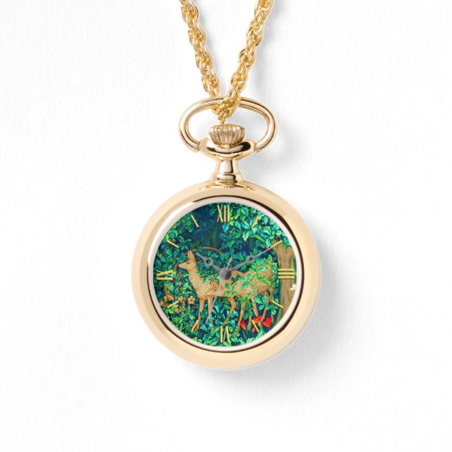 William Morris Forest Deer Tapestry Armbanduhr (Vorderseite)