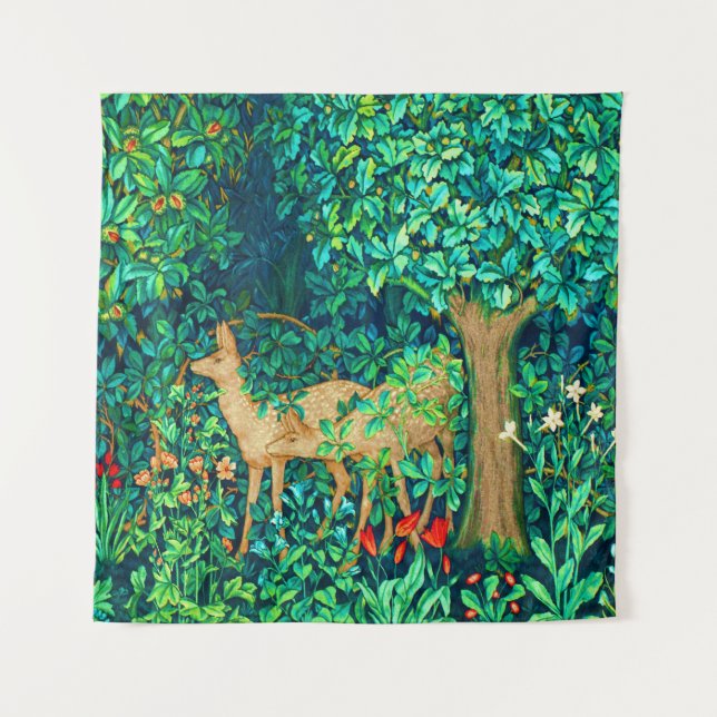 William Morris Forest Deer Tapestry Wandteppich (Vorderseite)