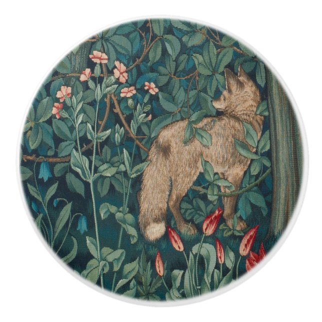 William Morris Forest Fox Floral Tapestry Keramikknauf (Vorderseite)