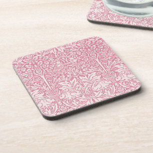 William Morris Forest Rabbit Bird Foliage Pink Getränkeuntersetzer