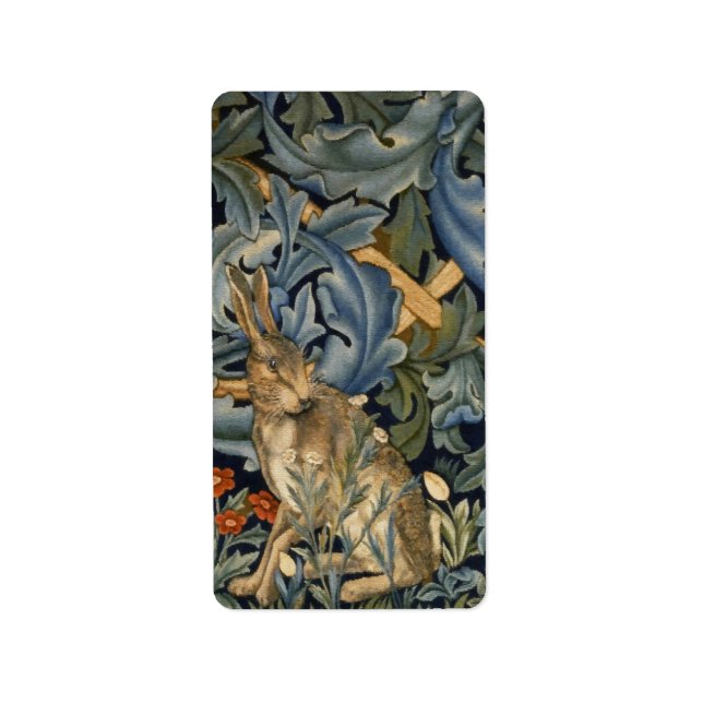 William Morris Forest Rabbit Floral Art Nouveau Adressaufkleber (Vorne)