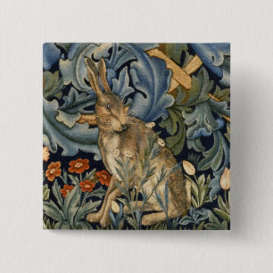 William Morris Forest Rabbit Floral Art Nouveau Button