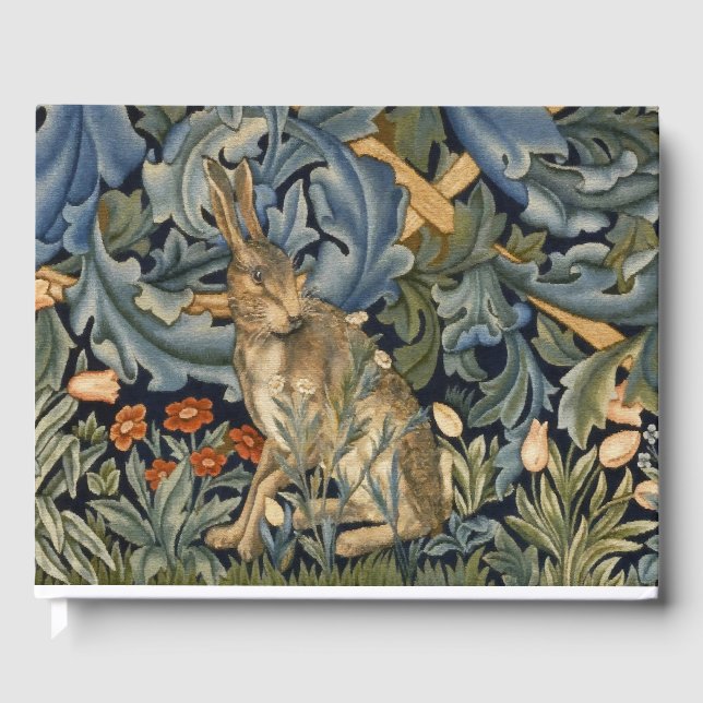 William Morris Forest Rabbit Floral Art Nouveau Gästebuch (Vorderseite)