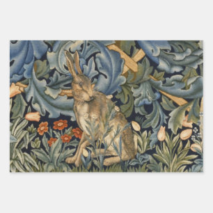 William Morris Forest Rabbit Floral Art Nouveau Geschenkpapier Set