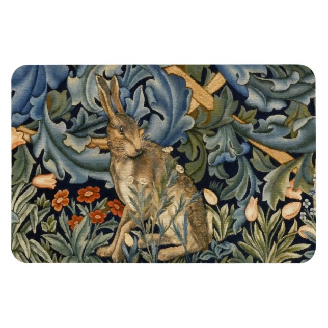 William Morris Forest Rabbit Floral Art Nouveau Magnet (Horizontal)