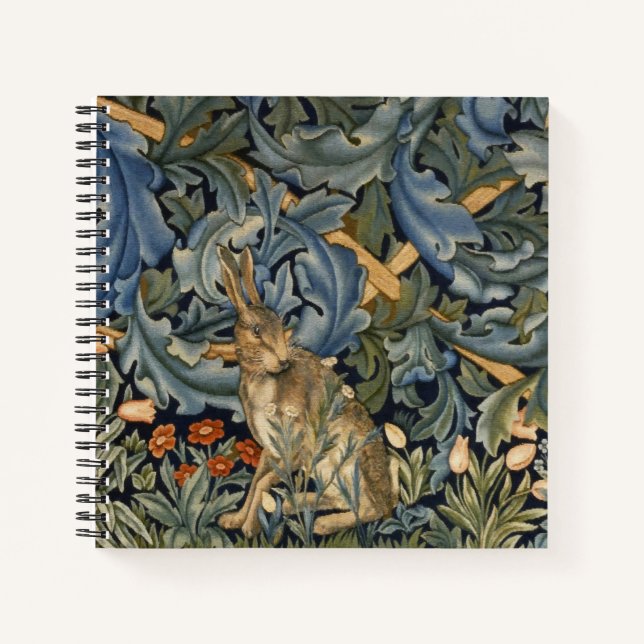 William Morris Forest Rabbit Floral Art Nouveau Notizbuch (Vorderseite)