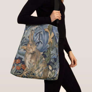William Morris Forest Rabbit Floral Art Nouveau Tragetaschen Mit Langen Trägern