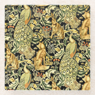 William Morris Forest Tapestry Fox Hare Peacock Glasuntersetzer