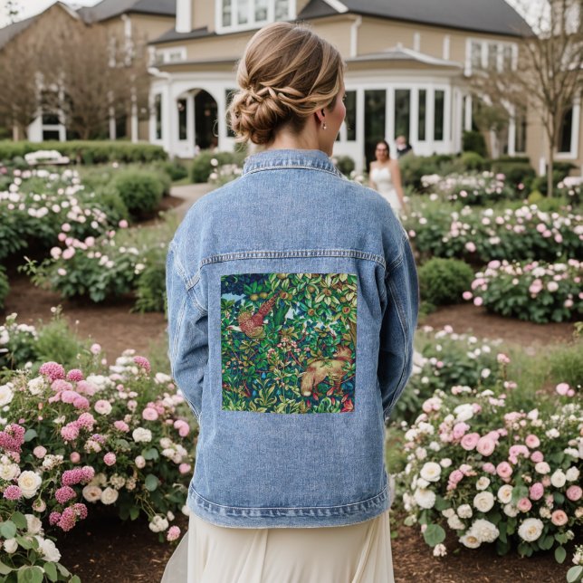 William Morris Fox und Paul Tapestry Print Jeansjacke (Hochzeit Rückseite)