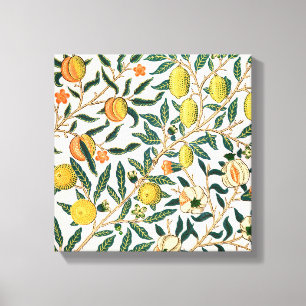 William Morris Frucht Granatapfel Weißes Ornament Leinwanddruck