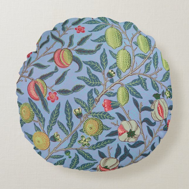William Morris Frucht oder Pomegranat botanisch Rundes Kissen (Vorderseite)