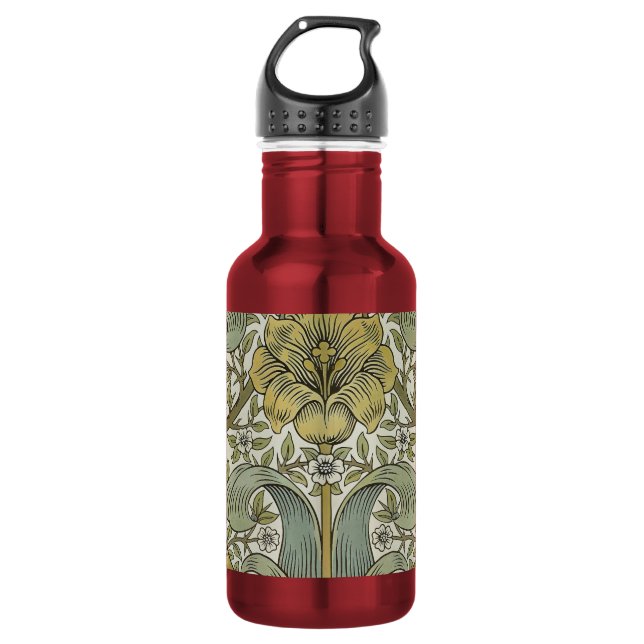 William Morris Frühjahrsdickicht Gelbe Blumenkunst Edelstahlflasche (Vorderseite)