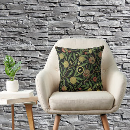 William Morris Fruit Muster mit Monogram Initial Kissen